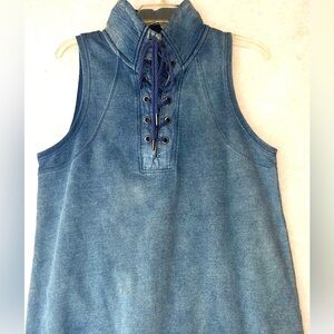 Tommy Hilfiger Sleeveless Stretch Denim-like Knit  Lace Up Top Size  Medium
